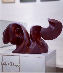 نبي الله مصدق-مجسمه گاو-گالری ندا-ندا گالری-مجسمه حجم ساخته شده از چوب گردو